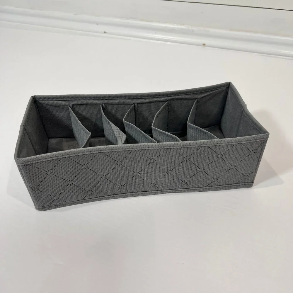 Sorbus Gray Collapsible 6 Piece Undergarment Drawer Storage